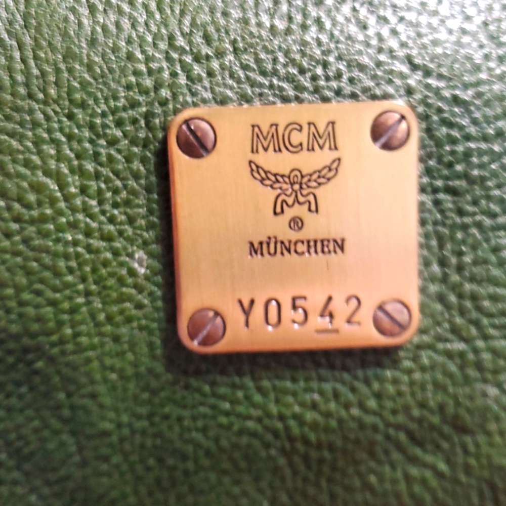 MCM Olive Green Leather Travel Bag - Picture 8 of 17